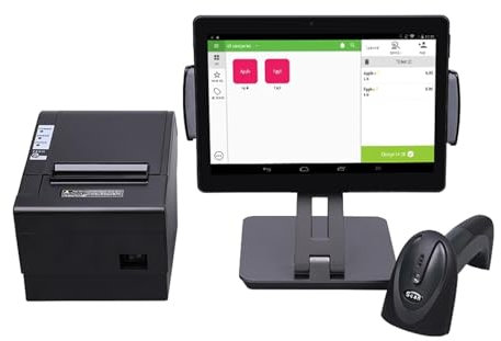 Registrierkasse, 10-Zoll-System Tablet POS Kasse mit 80mm Drucker, Bluetooth Scanner for Einzelhandel, Restaurant Für Kleinunternehmen, Einzelhandel, Gastronomie(No cash box)