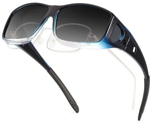 TJUTR Polarisierte Überbrille Sonnenbrille für Herrn Damen, Wrap Around Anti Blendung Fit über Korrektionsbrille mit UV400 Schutz