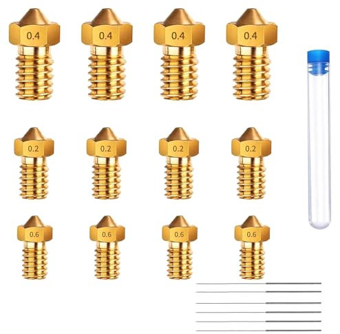 18 Stück 3D-Drucker-Messing-Düsen-Set für AnkerMake,Ender 3,E3D V5/V6 und AnyCubic Kobra,3D-Drucker Ersatzteile mit Reinigungsnadel,Nozzle-Reiniger & Zubehör für Präzisionsdrucke (0,2/0,4/0,6mm)