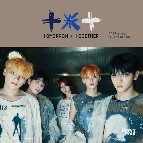 TXT OFFICIAL | 2026 17,8 x 35,6 cm (hängen) monatlicher Mini-Wandkalender | BrownTrout | K-Pop Korean Boy Band Temptation