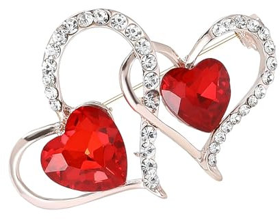 Broche élégante en alliage de strass en forme de cœur pour femme, unisexe, accessoire de Saint-Valentin et célébration