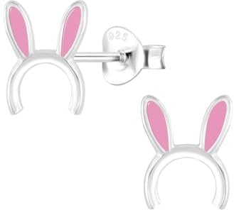 Monkimau Mädchen Ohrringe Bunny | Ohrstecker aus 925 Sterling Silber | Kinderohrringe hypoallergen