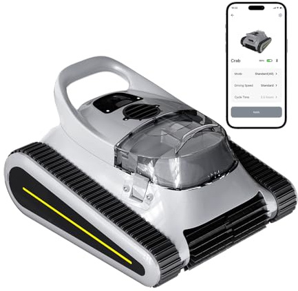Nepturox Wireless Robot Pool Cleaner, Pool Vacuum Cleaner 180 W Brushless Motor, 45000Pa Suction Power, Wall and Waterline Climbing, Automatic Path Mapping, for Indoor and Above Ground Pools up to