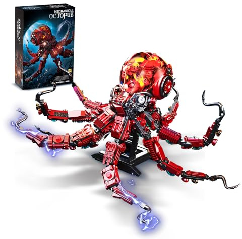 GXJTYYBS Mechanical Oktopus Klemmbausteine Bausteinen.Oktopus STEM Perfekte Ozean-Moc Octopus Animal Deko für Zuhause/Büro. Geschenk für Kinder und Erwachsene ab 8-16 882PCS