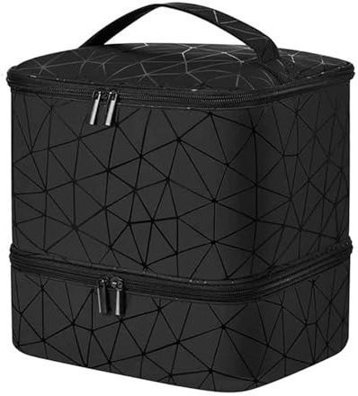 Nägel polnischer Organisator Hüllen - Tragbare Aufbewahrungstasche mit 2 -Layer -Design | Hält 30 Flaschen, Maniküre -Werkzeugkasten, Kosmetikhalter mit Reißverschluss, langlebiger Reisetuch, Nageltro