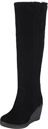 Stivali Donna Alta Suola Zeppe Stivaletti Foderati In Pile Stivale Autunno Inverno Caldo 2025 Nuovo Stivale Rilievo Scarpa Tinta unita Chic Stivaletti Casual Stivaletti In Camoscio Donna Pieghe, Nero