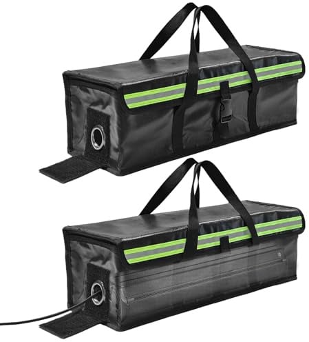 ELESKY Ebike Akkutasche 2 Stück Feuerfeste Akkutasche bis 2300 °C | Feuerfeste Box für akkus, Lagerung Transport Laden, wasserdicht, Reißverschluss Klett, für E-Bike Akku 15X15X50