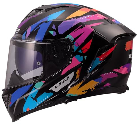 LS2, Integraler Motorradhelm STORM III KAOS Black Purple Blue, XS