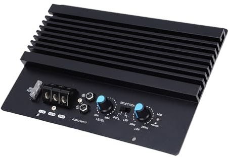 Annadue Amplificateur de Subwoofer Audio de Voiture 12 V 600 W, 4-8 Ohms, Carte D'amplification de Subwoofer de Basse Apparente en Alliage D'aluminium, Compatible avec Les Subwoof