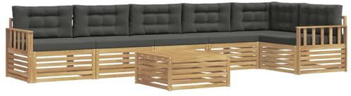 vidaXL Outdoor-Sofagarnitur mit Kissen 7 pcs Weiß und Anthrazit, Lounge-Sofa für die Terrasse, modernes, wetterfestes Gartenmöbel-Set für Bequeme Sitzgelegenheiten