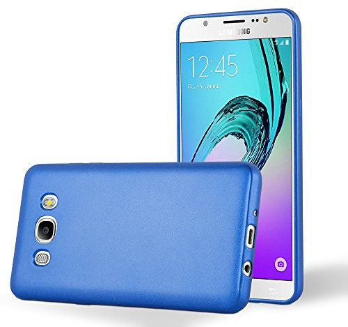 Cadorabo Custodia per Samsung Galaxy J7 2016 in Azzurro Metallico - Morbida Cover Protettiva Sottile di Silicone TPU con Bordo Protezione - Ultra Slim Case Antiurto Gel Back Bumper Guscio