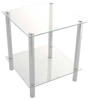 ASPECT Matrix 2-Tier Clear Glass Shelving Rack/Side End table