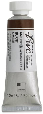 Shin Han : Premium Watercolour Paint : 15ml : Burnt Umber : 669