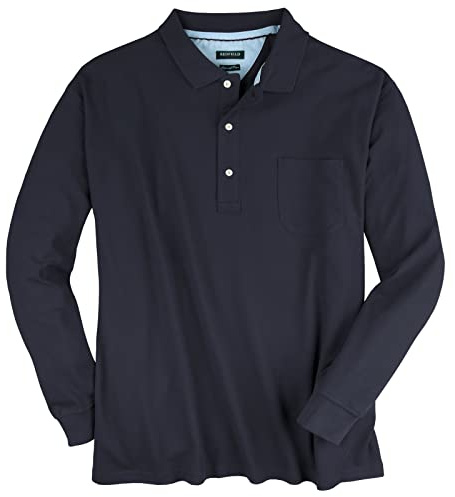 Redfield Langarm-Poloshirt dunkelblau Übergröße