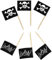 SHATCHI 12154 Palillos de Madera con diseño de Bandera Pirata, 50 Unidades, Negro