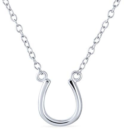 Bling Jewelry Minimalistische Mini Petite Einfache Equestrian Glücksbringer Hufeisen Anhänger Halskette Western Schmuck Für Frauen Für Teenager Gelb Roségold .925 Sterlingsilber
