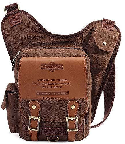 KAUKKO Canvas Taktisch Jahrgang Brusttasche Tactical Schultertasche, 1-braun, Einheitsgröße, Militär