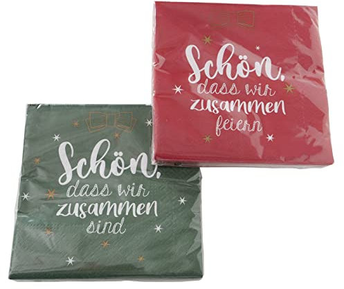 2 x 20 Servietten Weihnachten Weihnachtsservietten 'Schön, dass wir zusammen sind' - 33 x 33 cm
