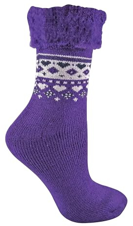 Sock Snob - Ladies Turn Over Top Warm Thermal Winter Nordic Wool Blend Home Bed Socks