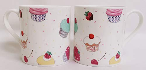 Fairy Cupcakes Mugs Set 2 Fine Bone China Balmoral Cupcakes Cups Hand Decorated in UK