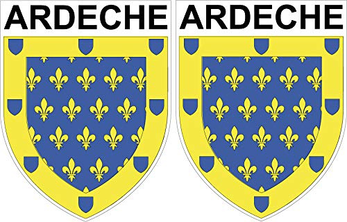 2 x Wappen Aufkleber 4 x 5 cm – Ardche Département 07 – Ecusson Sticker