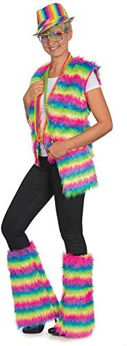 PAPSTAR Multicolored Einheitsgröße Regenbogen Weste, Ideal für Hippie Kostüme, Wärmend im Straßenkarneval, Passend zu Stulpen und Hut, Universell Einsetzbar