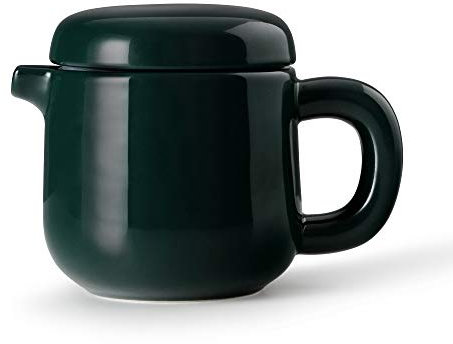 Viva Isabella Tetera de porcelana verde tormenta - 20 oz / 590 ml - Tetera con infusor de té de hojas sueltas de malla, filtro de acero inoxidable, tapa y mango de porcelana - Vertido sin goteo