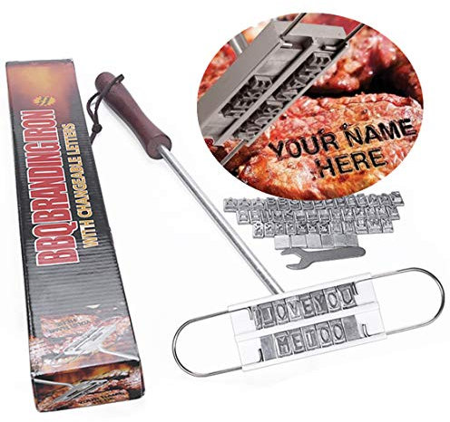 Shogpon ferro da stiro per barbecue, con lettere intercambiabili, set di utensili fai da te per gli amanti del barbecue