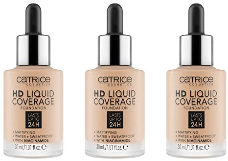 Catrice HD Liquid Coverage Foundation, Make up, Wasserfestes Liquid mit Pipette, Schminke für das Gesicht, 30ml, Nr. 030 Sand Beige