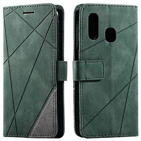 SONWO Cover per Galaxy A40, Flip Caso in PU Pelle Case Cover Portafoglio Custodia per Samsung Galaxy A40, [Kickstand] [Slot per Schede], Verde