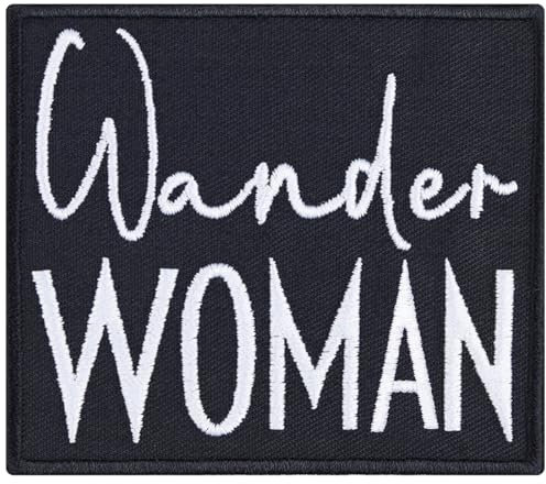 Wander women Aufnäher Wanderlust Aufbügler Hiking Patch zum annähen/aufbüglen | Wanderwomen Bügelbilder/Sticker Wanderer Geschenk Applikation für alle Stoffe | 80x70mm