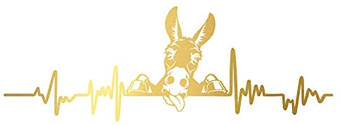 Aufkleber Herzschlag Tiere Breite 27cm Lifeline Heartbeat Deko Sticker Selbstklebend für Auto Kühlschrank Laptop Autoaufkleber K150 (Gold, 06 Esel)