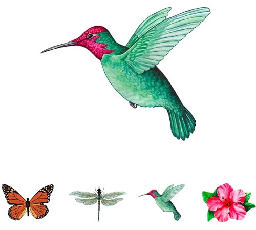 Screen Door Saver Magnets - Verhindern Sie, DASS Menschen und Haustiere in Fliegengittertüren Laufen, und Flicken Sie Kleine Löcher - Hummingbird - 13 x 12 cm - 2 Stück (1 Paar)