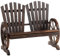 Outsunny 2 Seater Garden Bench Comfortable Fir Logs Love Chair with Wagon Wheel-Shaped Armrests, Outdoor Adirondack Wooden Loveseats, Carbonized colour