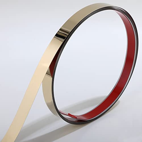 Molding & Wall Trim | Stainless Steel Gold Metalized Mirror-Like Finish, Peel and Stick Design, 5m x 4cm