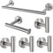 Juego de Accesorios de Baño XINGLO-6 Piezas 40cm Toallero Barra + Portarrollos para Papel Higiénico +4 Gancho para Pared SUS304 Acero Inoxidable/Acabado Cepillado/Instalación de Perforación
