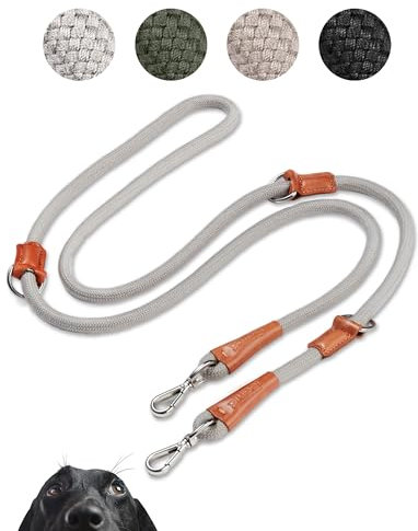 PiuPet® Hundeleine 2m | 3-Fach Längenverstellbar | Für Große, Kleine und Mittelgroße Hunde | Leine (Grau)