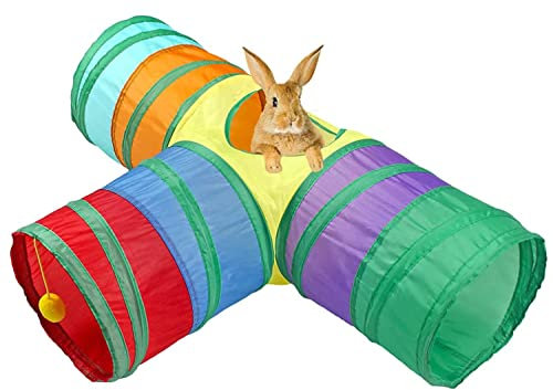 Jouet Tunnel pour Chat Tube de Tunnel Pliable pour Animaux de Compagnie Jouet intéractif Tunnel a Chat Jouets pour Chats,Chiots,Lapins,Cobaye Utilisation Intérieure et Extérieure(T-Tunnel