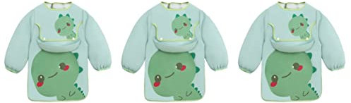 Toddmomy 3st Lätzchen Kinderschürze Wasserdichte Schürze Kleinkind Schürze Schürzen Für Kinder Babyschürze Schürze Für Kinder Baby Malkittel Lange Ärmel Polyester Männer Und Frauen Kleidung