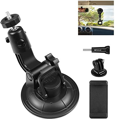 PULUZ Kfz-Halterung mit Saugnapfhalterung für GoPro/DJI Osmo Action-Kamera, Fahrzeugfenster und Windschutzscheibe, mit 5,8–8,4 cm Handyklemme
