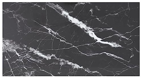 Higsose Dessus de Table Noir et Blanc 1200x650 mm Verre Trempé avec Design en Marbre Dessus de Table à Manger Durable Plateau de Table de Remplacement Table Basse Café Table de Jardin Maison Hôtel
