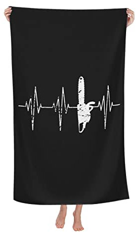 Beach Towel Lumberjack - Chainsaw Distressed Heartbeat Cosy Towels Microfiber Premium Face Cloths For Bathroom Spa Pool,80X130Cm