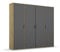 Rauch Möbel Voyager Schrank Kleiderschrank Drehtürenschrank, Grau metallic/Eiche Artisan, Holz, Schwarz, 4-türig, inkl. 1 Kleiderstange, 7 Einlegeböden BxHxT 187x194x53 cm
