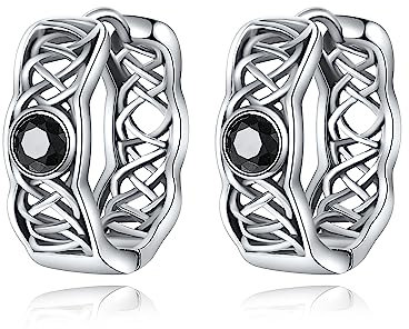 JERWLI Keltische Knoten Ohrringe Sterling Silber Keltische Knoten Kleine Huggie Hoop Ohrringe Irische Keltische Schmuck für Frauen Männer