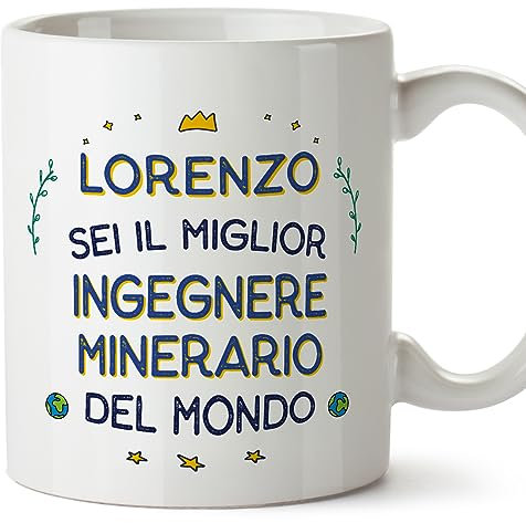 Mugffins Tazza Personalizzata in ceramica per INGEGNERE MINERARIO uomo 11 oz / 350 ml - In italiano - Migliore del Mondo - Idea regalo per compleanno, anniversario, natale, laurea