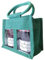 Hampabox Dark Green 2 JAR Jute Bag with Handles - Hessian Gift Bags for Jams, Chutneys, Pickles, Gift Bags