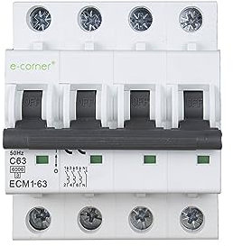 E-Corner | Interruttore Magnetotermico Curva C | 4NC63 6kA | 415V AC 50HZ | Confezione singola