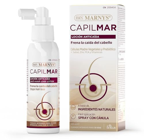 Capilmar Loción Anticaída MARNYS - Frena La Caída Del Cabello y Da Firmeza - No Deja Residuo Graso - Con Células Madre Vegetales, Prebiótico Sabal, Zinc PCA y Vitaminas - Loción en Spray