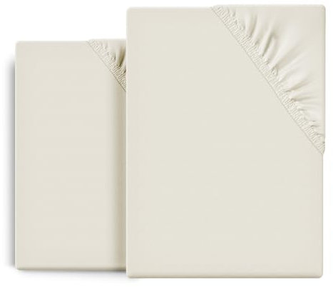 BEAUTEX 2er Set Spannbetttuch Bettlaken Baumwolle, Premium Jersey Stoff 160g/m², Größe und Farbe wählbar (2 Stück 140x200x45 cm, Creme)