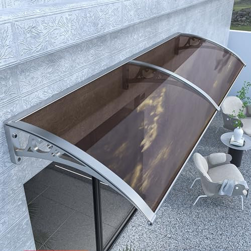 YQMHEZ Terrassentür-Fenster, regensicheres Markisendach, transparente Polycarbonat-Abdeckung, UV-Schutz, Eingangstür-Markisen-Sonnenschutz, gebogenes Fenster-Tür-Baldachin, anpassbar (Color : Brown,